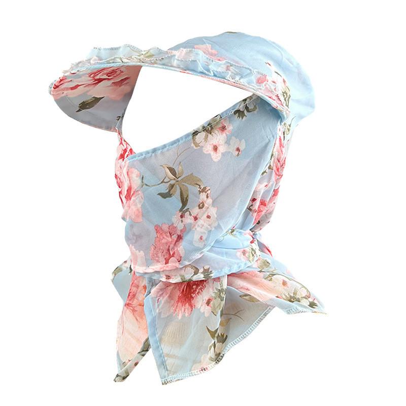 Sun Flower Print Protection Hat Face Covering Neck Guard Cycling Cap Outdoor