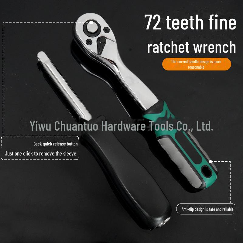 54-piece Green 72-Tooth Ratchet Wrench and S2 Socket Set for Home and Car Repair