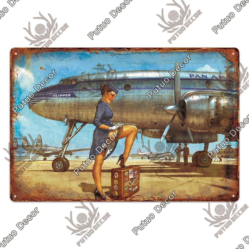 Dekor Das Flugzeug Vintage Blechschild Metallschild Dekorative Plakette Wanddeko Man Cave Raum Zuhause Club Schild
