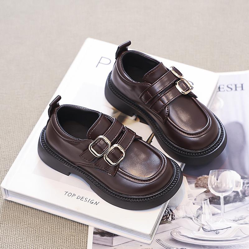 Mädchenschuhe Kinder Prinzessin kleine Lederschuhe 2025 neu Frühling und Herbst Britische Mädchen schwarz College einzelne Schuhe Slipper