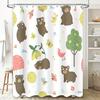 Whimsical Bears Butterflies Shower Curtain Cute Kids Bathroom Decor with Pastel Colors