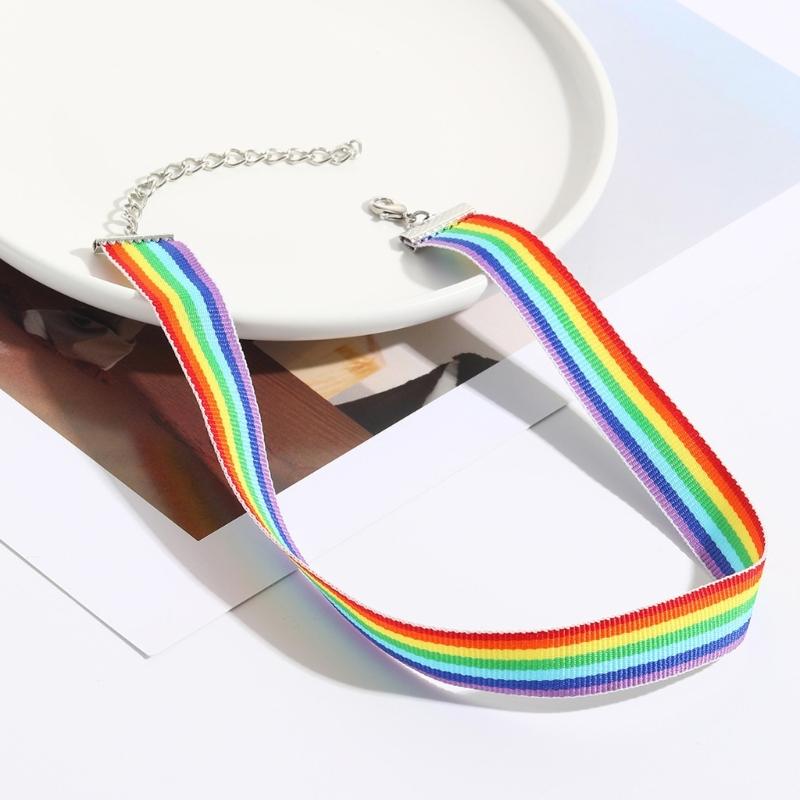Fashion Rainbow Pendant Necklace Choker Neck Chain Elegant Clavicle Chain Handmade Beaded Necklace Statement Jewelry