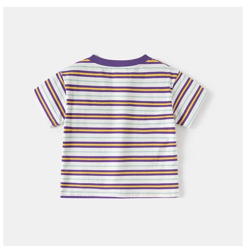 Children's T-shirt Boys' Summer Short-sleeved Korean Version Children's Striped Half-sleeved Shirt New Versatile Baby Bottoming Shirt