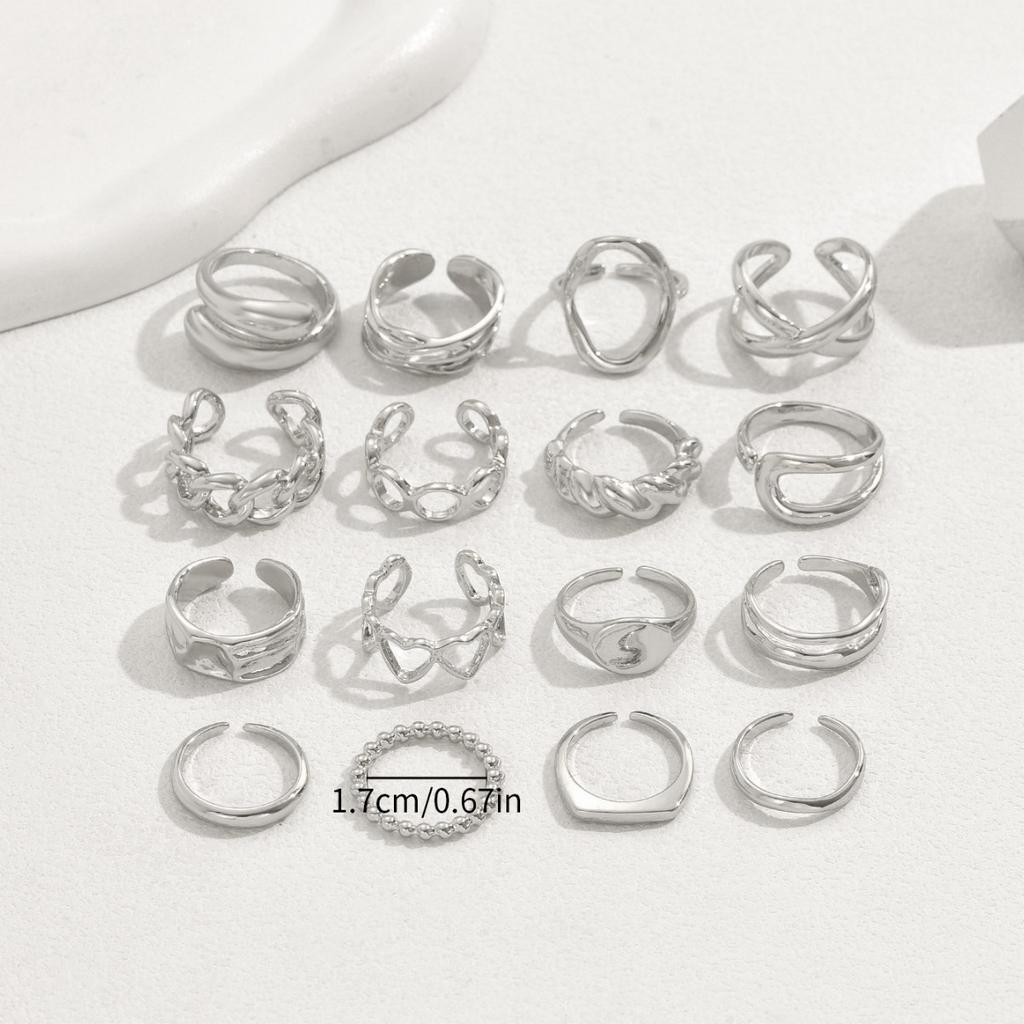 Beliebtes Ringset, geometrisches offenes verstellbares Design, vielseitiger Ring, Nischenschmuck für Frauen