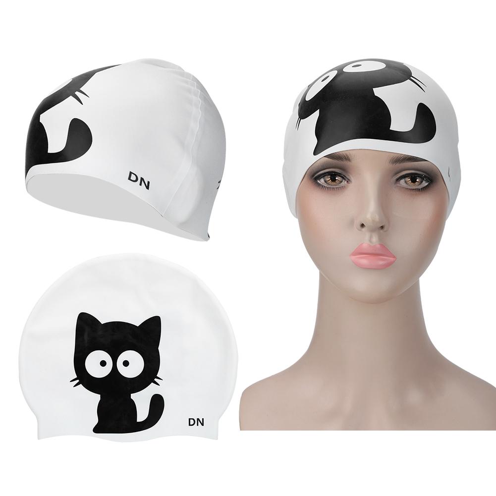 Unisex Cartoon Children Universal Cute Silicone High Elasticity Sports Swimming Cap(Cat)