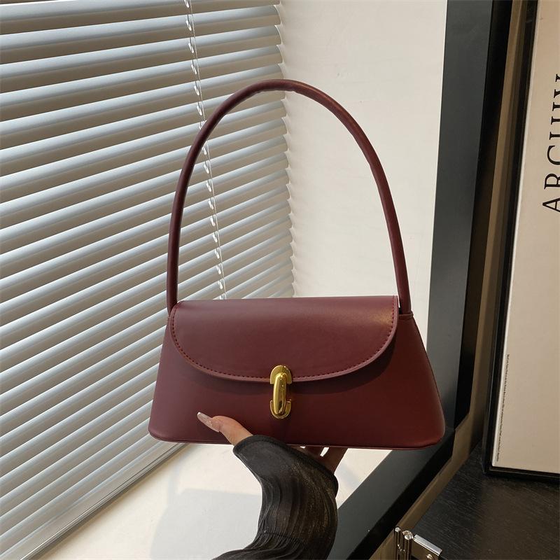 Niche retro simple underarm baguette bag 2025 new fashion high-end bag texture versatile shoulder bag tide