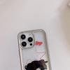 Custodia di lusso in TPU trasparente elettroplaccato con motivo a gattino e cucciolo per iPhone 15 Pro Max 14 13 12 Pro, con protezione anticaduta integrale e fiocco