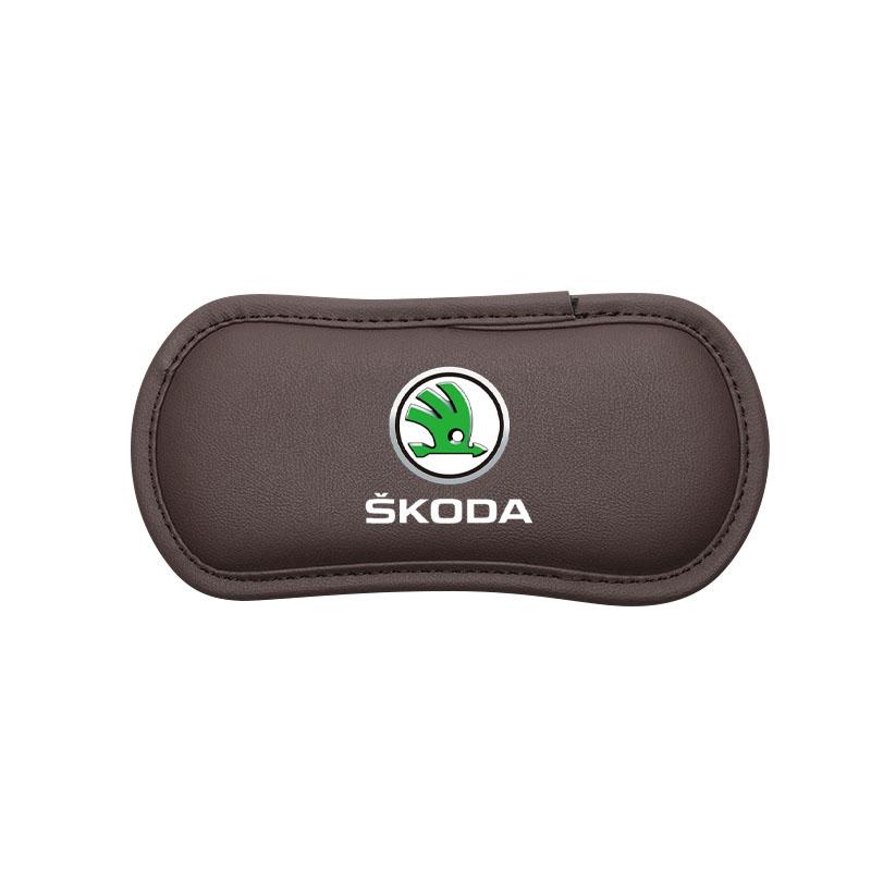 Car Leather Knee Pad Cushion Cushion Thigh Support Anti-collision Pad For Skoda Octavia 2 3 Fabia Kamiq Kapoq Kodiaq A5 A7 Rapid SCALA Superb