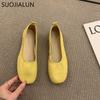 Fashion SUOJIALUN 2024 Summer New Women Flat Shoes Fashion Candy Color Ladies Round Toe Shallow Slip On Ballet Flats Soft Ballerinas Sho