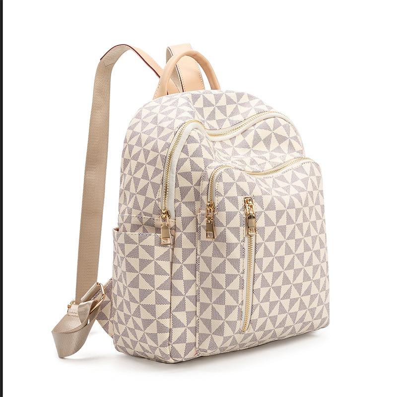 European and American Backpack for Women Fashion New Style Backpack Retro Printed Letters Large Capacity Travel Commuter Bag