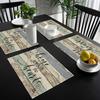 VIKAMAVintage Wood Grain "Home" Quote Dining Mat, American Countryside Dining Table Mat, Warm Family Style Insulated Dining Mat