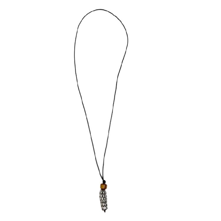 

Stylish Pinecone Charm Necklace Polished Metallic Pendant On Flexible Black Strand for Casual or Formal
