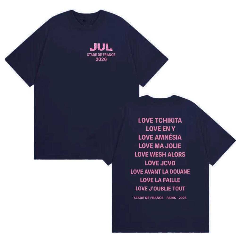 Jul Stade De France Tour Double Sided Printed T Shirt Unisex Women Clothing Fashion Oversized Tshirt High Quality Cotton Tees