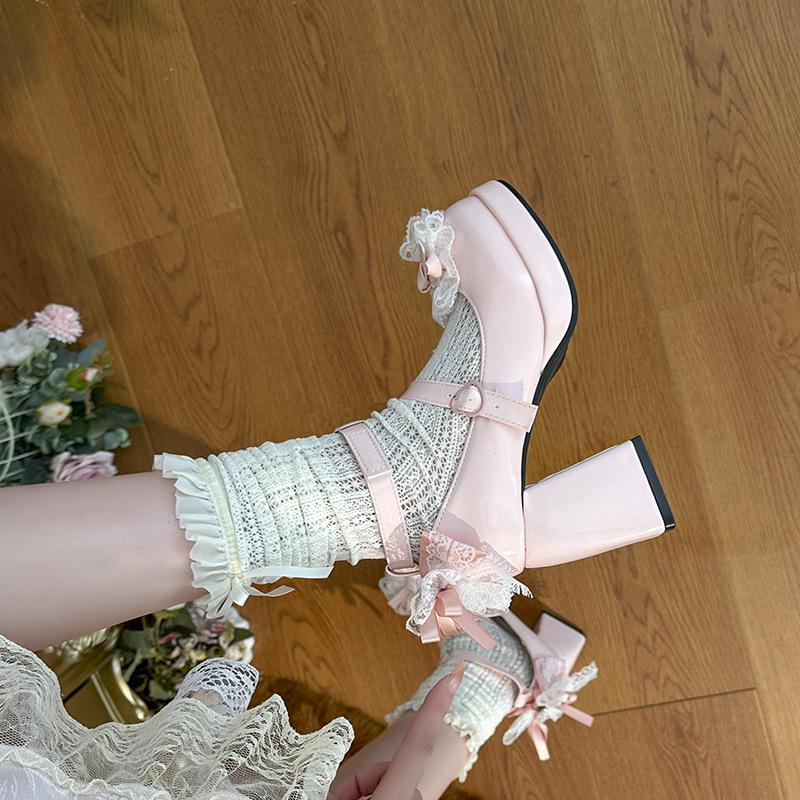New women's Mary Jane high-heeled sandals fashionable versatile lightweight heightening cool princess style bow decoration