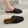 Modne Tkane Damskie Kapcie Casualowe Mokasyny Buty Kobieta Muły Płaskie Sandały Lato 2025 Trend Wygodne Miękkie Skórzane Płytkie Sukienka Zapatos
