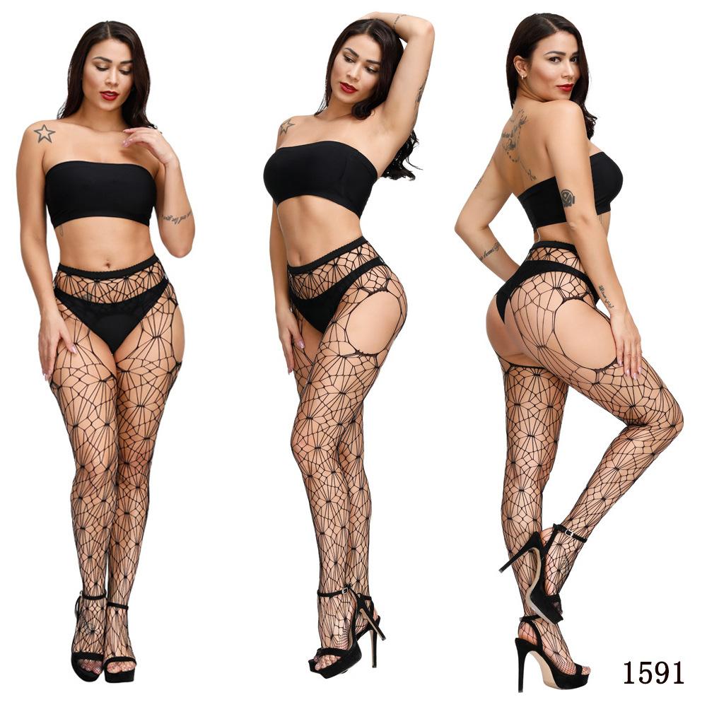 High Waist Sexy Tights Fishnet Black Stockings Open Crotchless Body Tight High Large Plus Size Pantyhose for Oversized Women