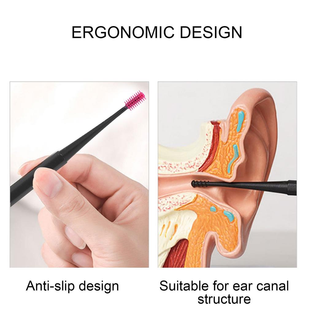 Silicone Spiral Ear Pick Massage Cleaning DoubleHeaded Earpick Earwax Removal Tool(Pink )