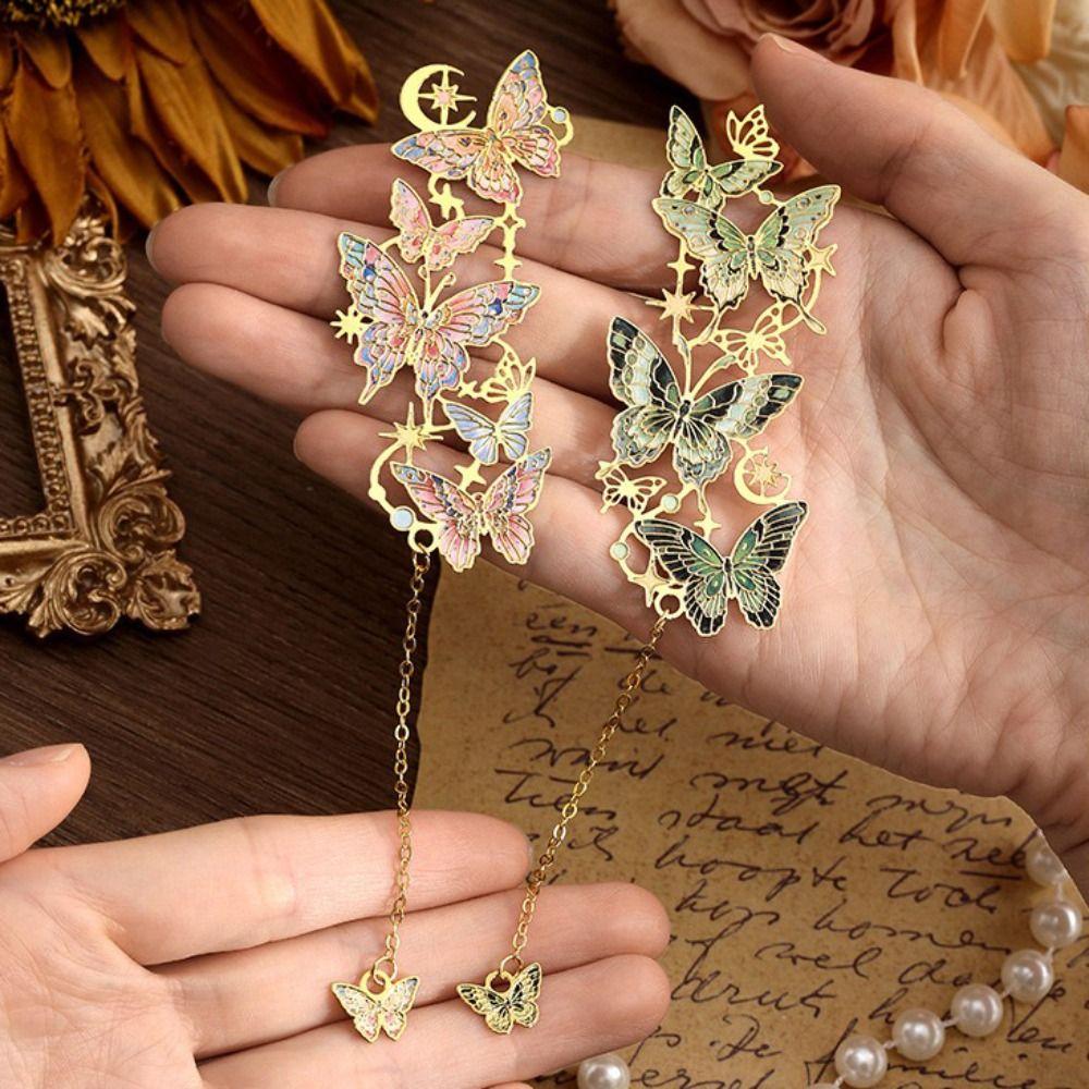 Schmetterlingsform Hohl Lesezeichen Buntes Design Lesezeichen Anhänger Metall Schreibwaren Abschlussgeschenke