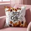 Maple Leaf Vintage Print Cushion Cover Multi-Scene Pillow Cover for Home & Car - Reversible, Soft & Durable for Daily Use