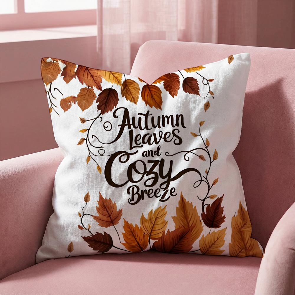 Maple Leaf Vintage Print Cushion Cover Multi-Scene Pillow Cover for Home & Car - Reversible, Soft & Durable for Daily Use