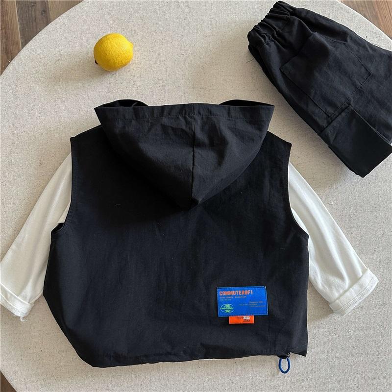 Boys' Autumn Suits, Boys' Baby Hooded Waistcoats, Bottoming Shirts, Tooling Trousers, Three-piece Suit