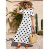European and American Foreign Trade Summer Explosion Fashion Casual Crew Neck Dress Polka Dot Printing French A-shaped Dress Women