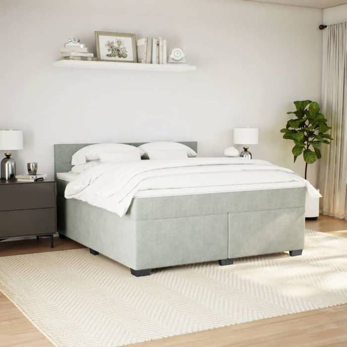 Maison Exclusive - Sommier à lattes de lit et matelas Gris clair 180x200cm Velours