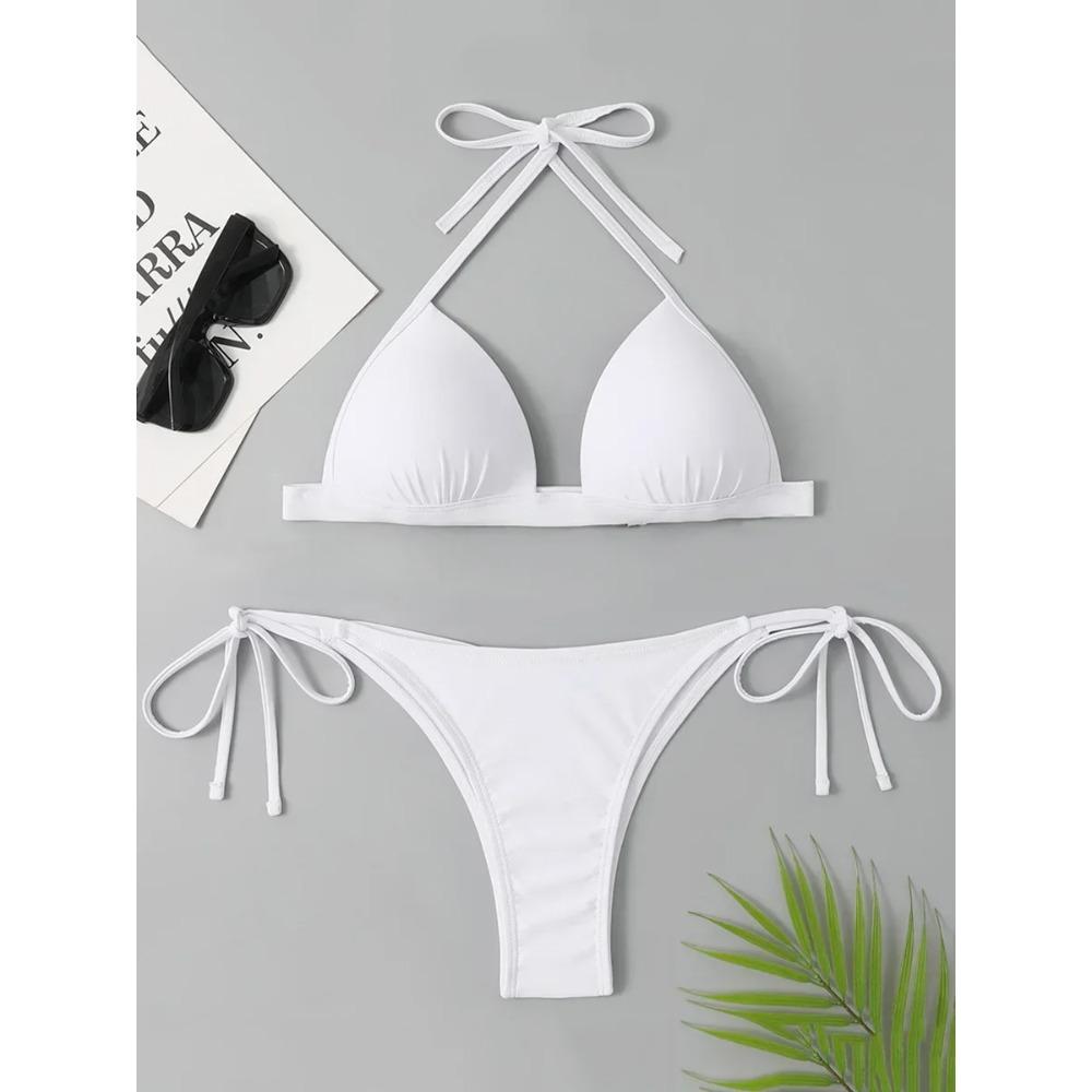 2025 Halter Bra Cup Bikini Women Swimsuit Female Push Up Swimwear Two Pieces Bikini Set Brazilian Bather Bathing Suit Swim Lady