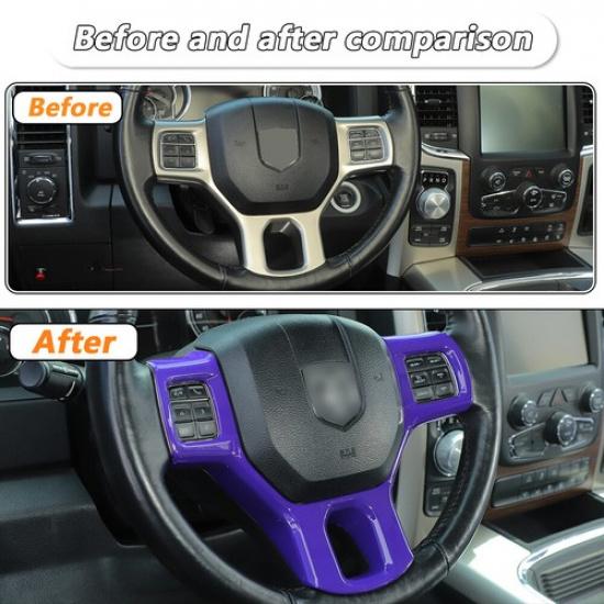 Steering Wheel Panel Frame Trim Cover Decor for Dodge Ram 1500 2010-2017 Purple