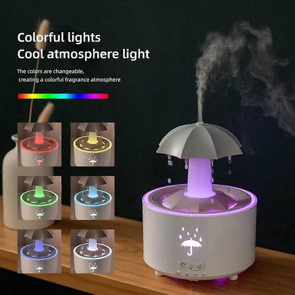 Cloud Rain Humidifier Raindrop Aroma Essential Oil Diffuser Remote Control Night Light Desktop Fountain Water Drop Sound for Home