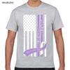 Tops T Shirt Men military child month april purple up awareness Summer Harajuku Geek Print Male Tshirt