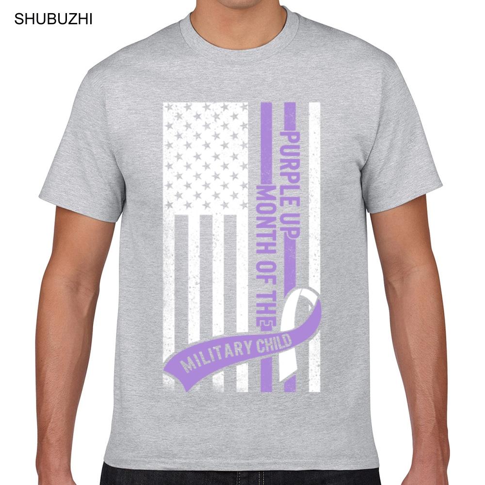 

Tops T Shirt Men military child month april purple up awareness Summer Harajuku Geek Print Male Tshirt S