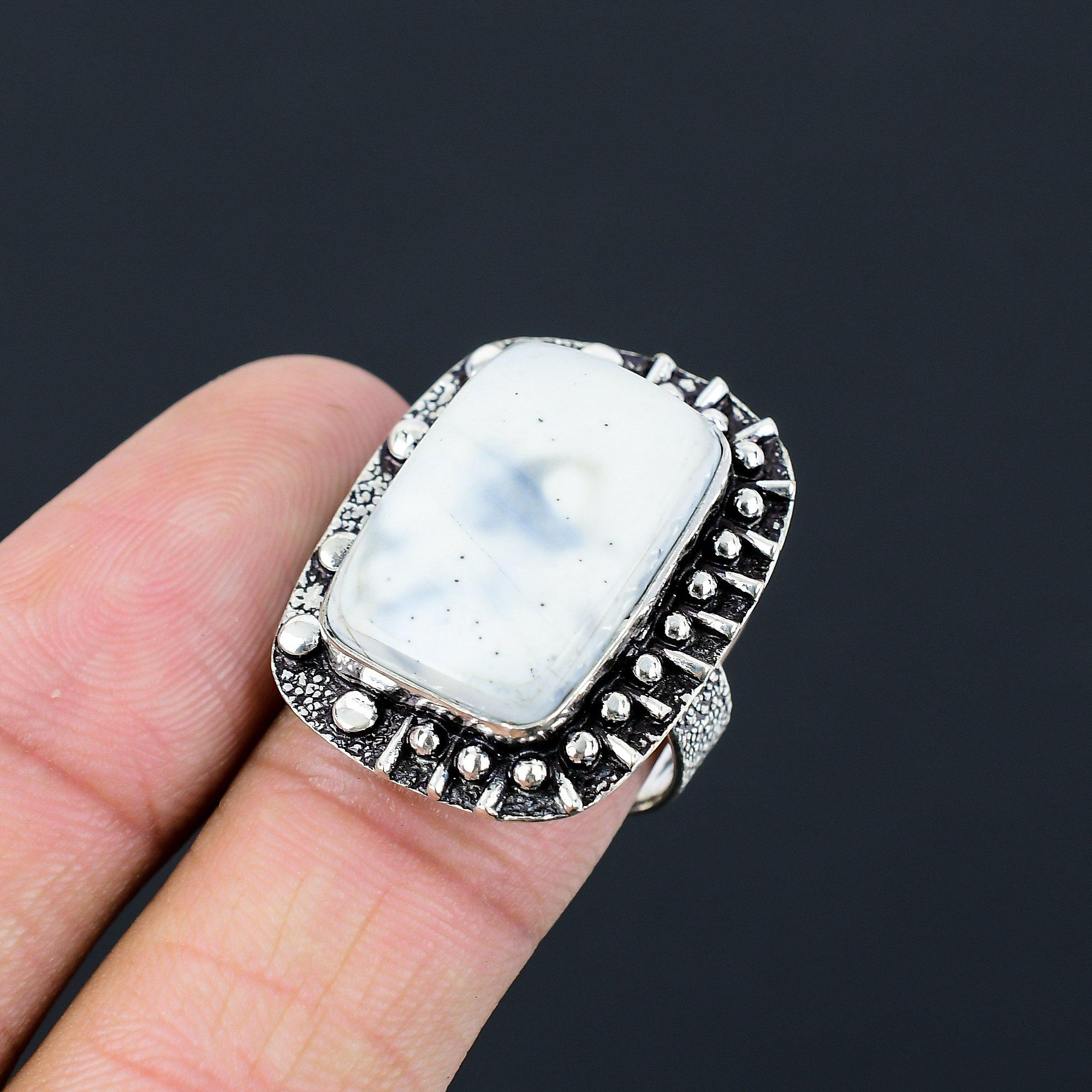 Natural Maligano Jasper 925 Sterling Silver Wife New Stackable Ring Jewelry US 8 8