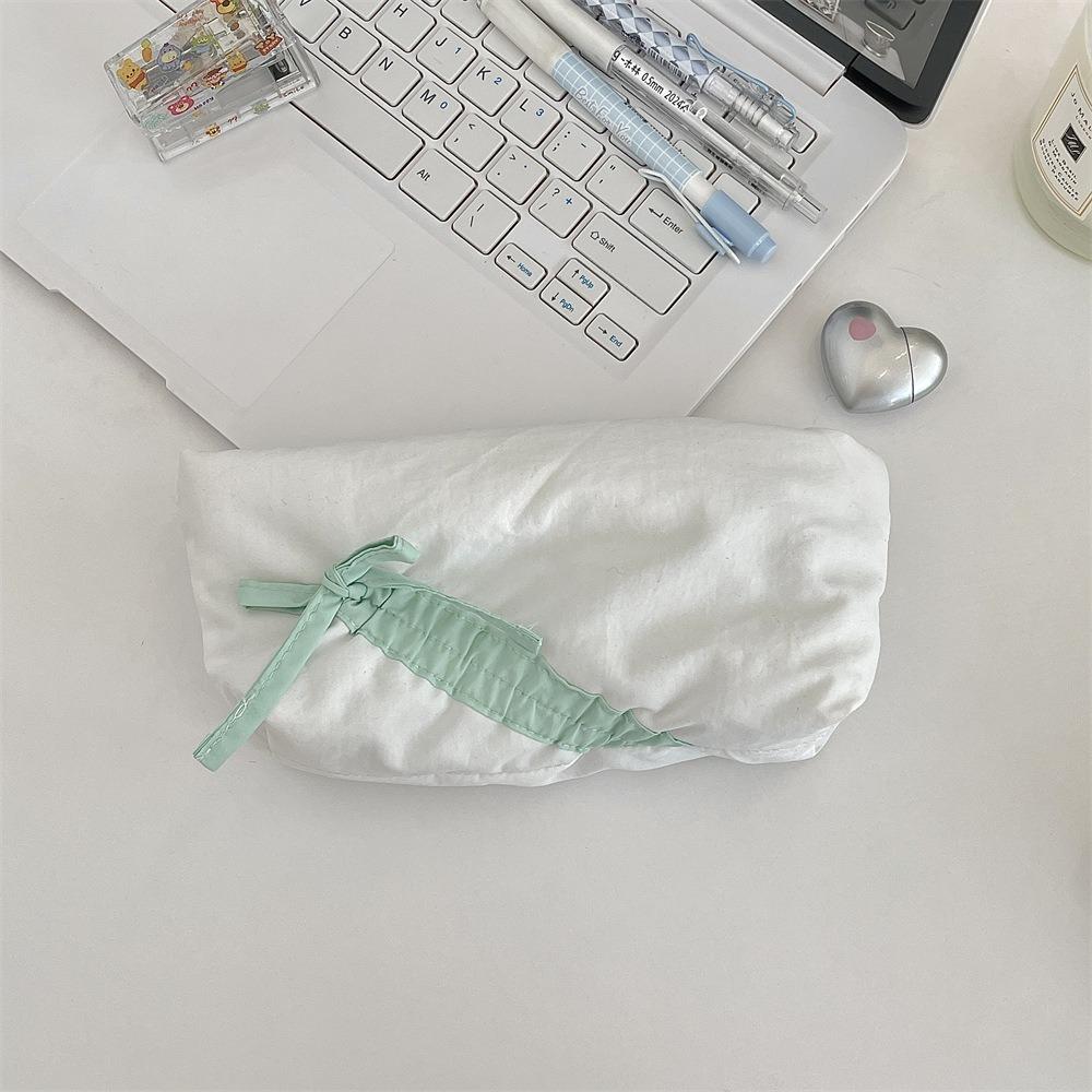 Large Capacity Bowknot Pencil Case Zipper Students Stationery Pouch New Makeup Bag  Women