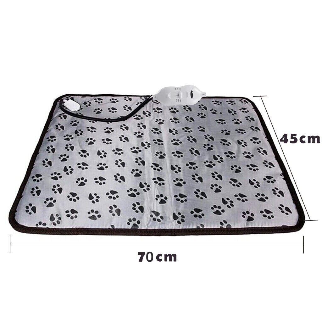 Pet Heating Pad Cat Dog Electric Heat Mat Heated Bed 70*45cm Oxford Cloth Leather 3 Gears Temperature Adjustment 1.5m Power
