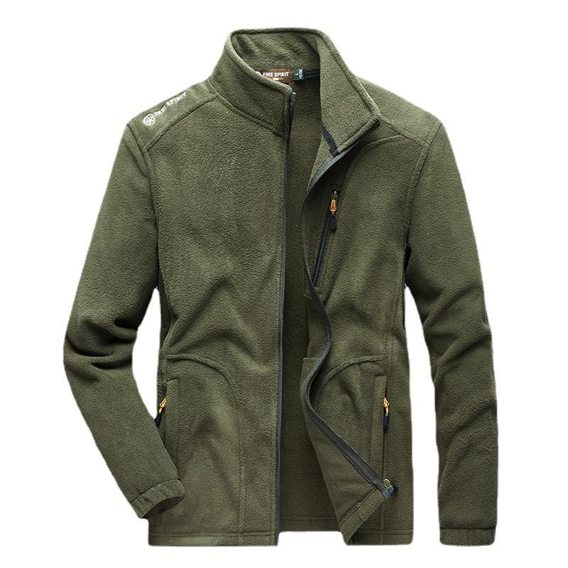 

Осенняя и зимняя одежда для активного отдыха из флиса Мужская флисовая ветрозащитная кардиганная дышащая куртка Куртка Куртка мужская 5XL зелёный
