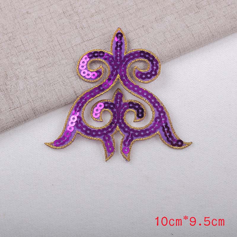 Diy Clothes Accessories Designer Sequined Patch Triangle Pattern Sequin Embroidery Iron-on Applique Sticker Ethnic Costume Patch