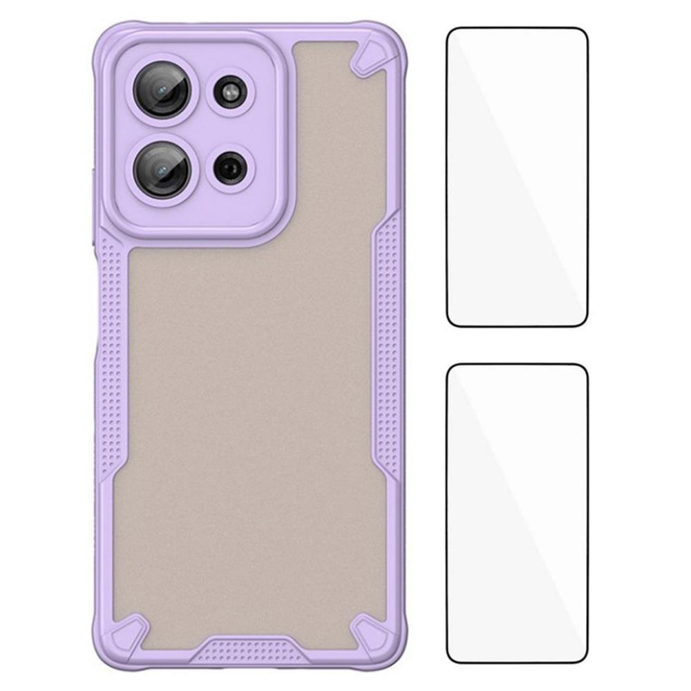 

Серія WANLONFENG MFFJ Для Motorola Moto G75 5G Задня кришка з 2 шт. загартованого скла Чохол для телефону з ТПУ+акрилу Purple