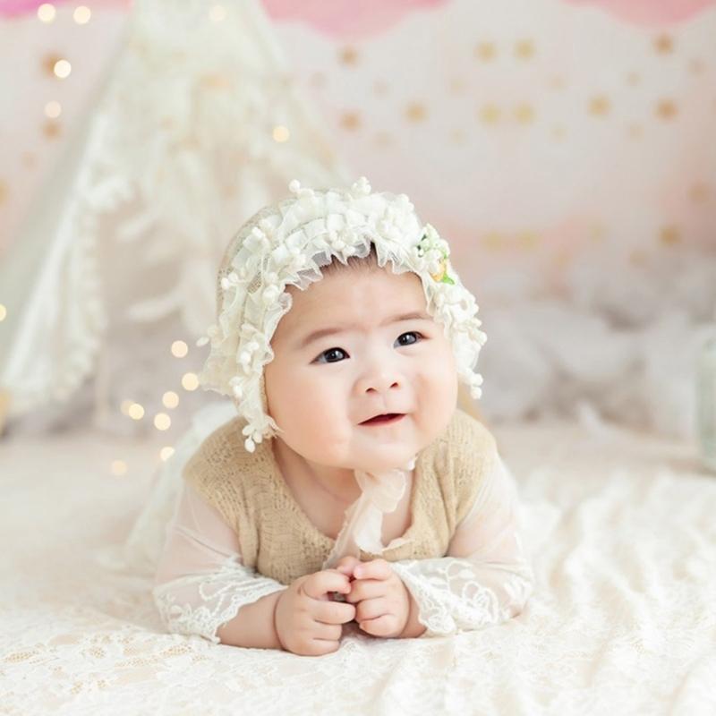 Baby Photography Props Lace Jumpsuits Bonnet Hat Newborns Photo Props Photoshoots Headwear Infant Photo Posing Outfit