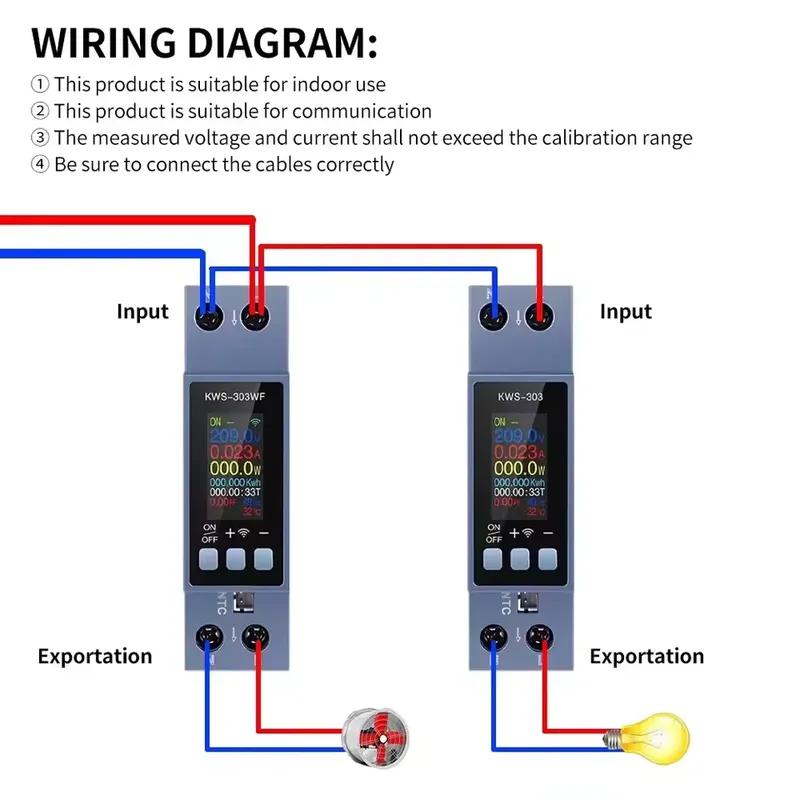 KWS-303 40A Tuya WIFI Smart Switch Circuit Breaker LED Energy Meter KWh Power Metering Timer Relay Remote Control Smart Life APP