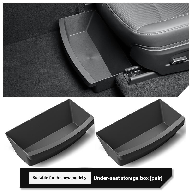 Autoaufkleber 2025 HEISS Für Tesla Model Y Juniper 2021-2025 Unter Sitz-Aufbewahrungsbox Fahrer- und Beifahrer-Stil TPE Aufbewahrung Modifiziert