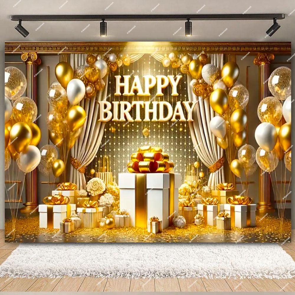 Gold Glitter Pink Blue Birthday Party Photo Backdrop Balloon Star Booth Banner Poster Adult Theme Party Decoration Supplies Gift