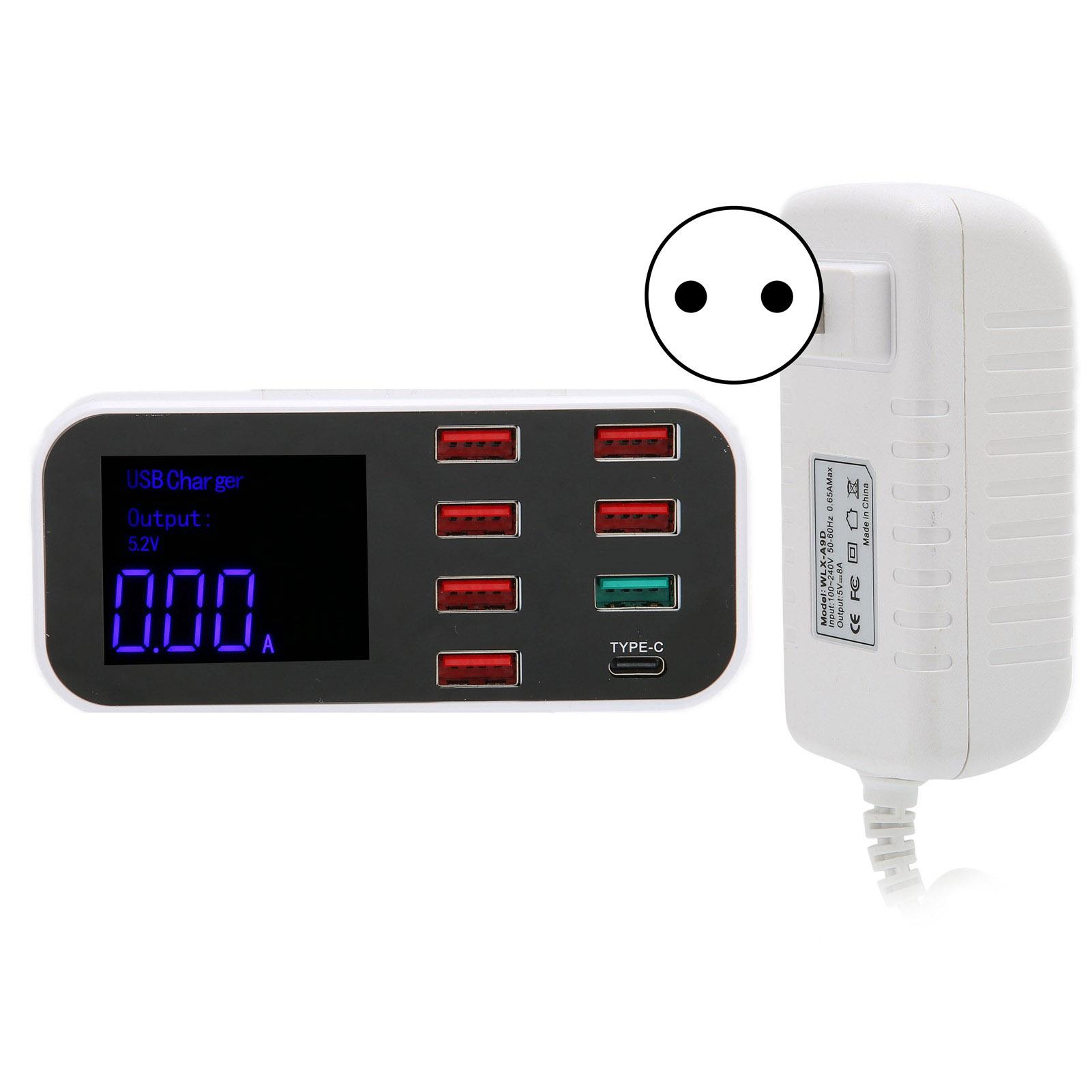 

Зарядное устройство USB с 8 портами, настольная зарядная станция с портом USB QC 3.0 и портом Type C EU Plug