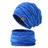 Berretti invernali in pile Skullies Set per donna e uomo Cappello termico in velluto lavorato a maglia con sciarpa Cappelli da sci da esterno antivento da uomo