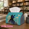 1pc, 2d Flat Printing, Tissue Box Blue Dog and Golden Flower Pattern Printed Tissue Box, Durable Decorative Storage Box for Kitchen and Living Room, D