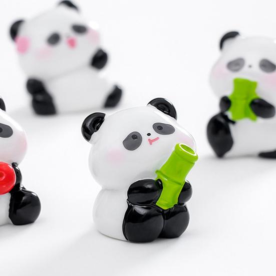 2 Stück Mini-Panda-Figuren Niedliche Harz-Panda-Statuen DIY Miniatur-Panda-Kuchenaufsätze für Feengarten Mikro-Moos-Landschaft Büro Heim Schreibtisch Dekoration