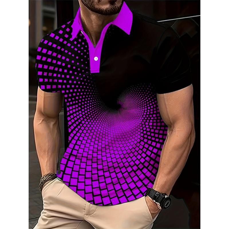 Electronic Data Passage Abstract Pattern Fashion Men's Polos T-Shirts Summer Short Sleeve 3d Print Street POLO Tops Tee