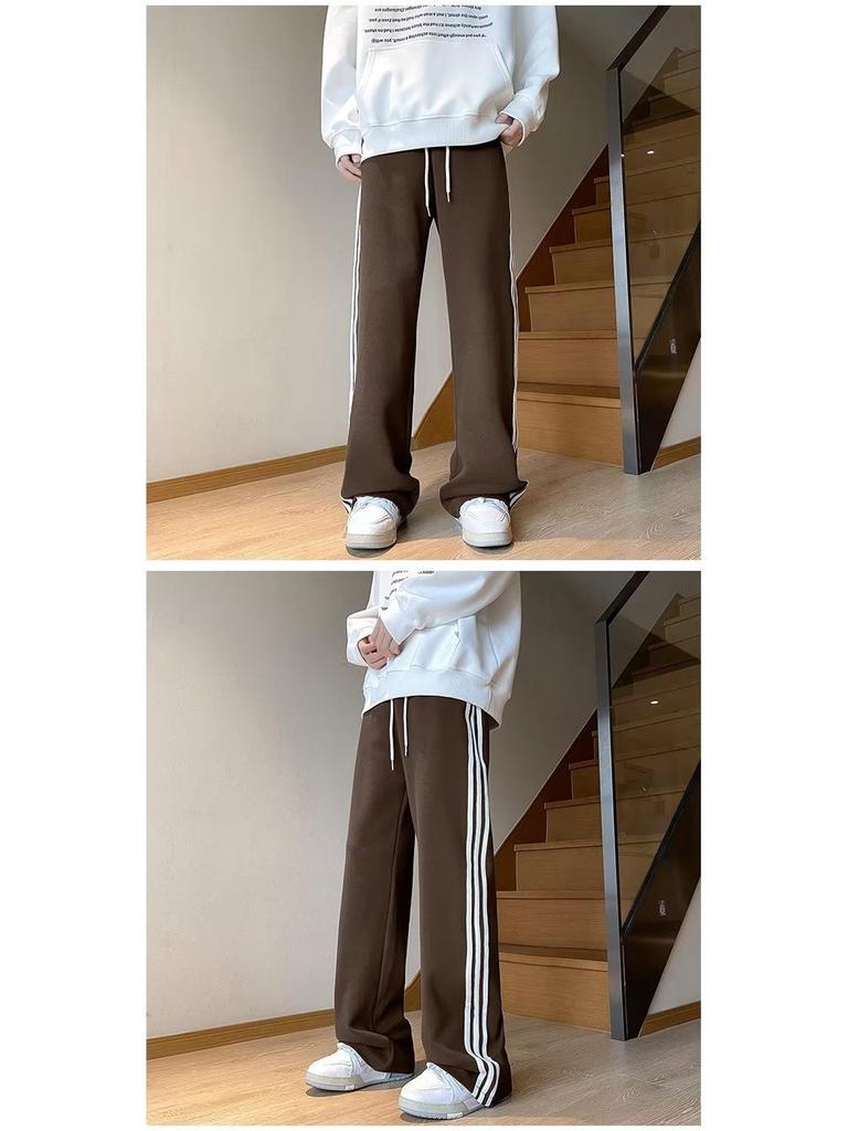Men's Autumn/Winter Three-Stripe Loose Sweatpants – Trendy, Retro, Heavyweight Casual Pants