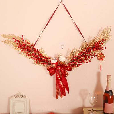 Chinese Year Wreath Wall Hanging Decoration Decorative with Cats Lucky Front Door