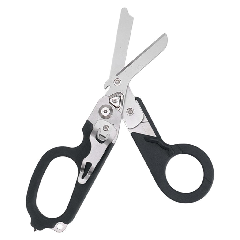 Emergency Response Shears Foldable Shear with Ring Cutter Glass Breaker Latching Function For
